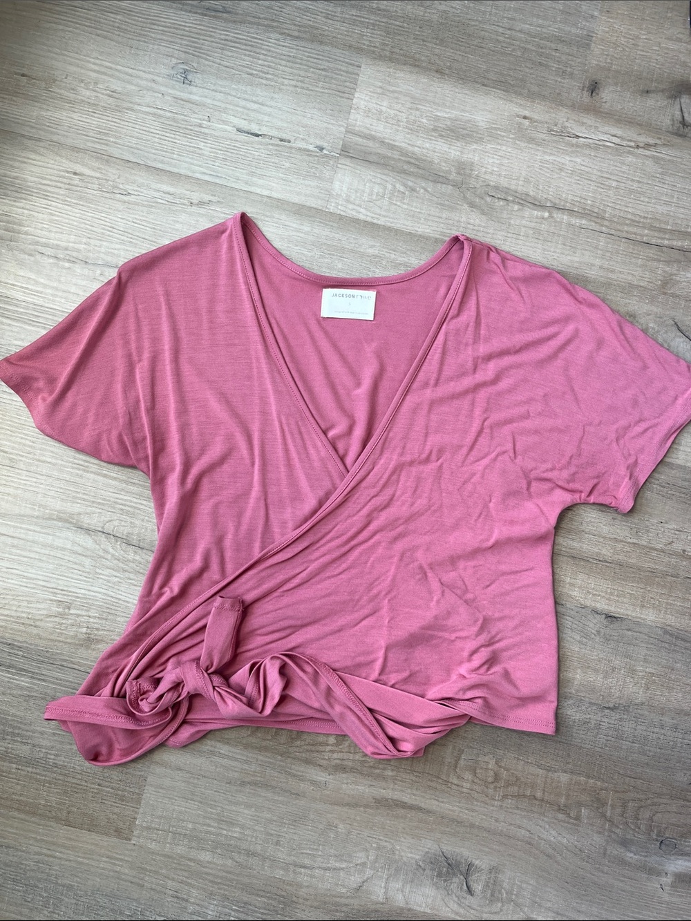 Jackson Rowe Dusty Rose Wrap Tie Crop Top